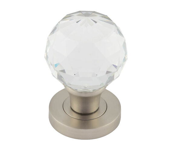 FACETED GLASS MORTICE DOOR KNOB ON CONCEALED ROSE